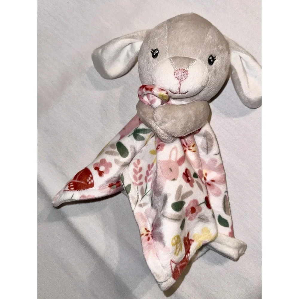 GERBER Modern Moments Baby Plush Gray Bunny‎ Lovey Floral Security Blanket